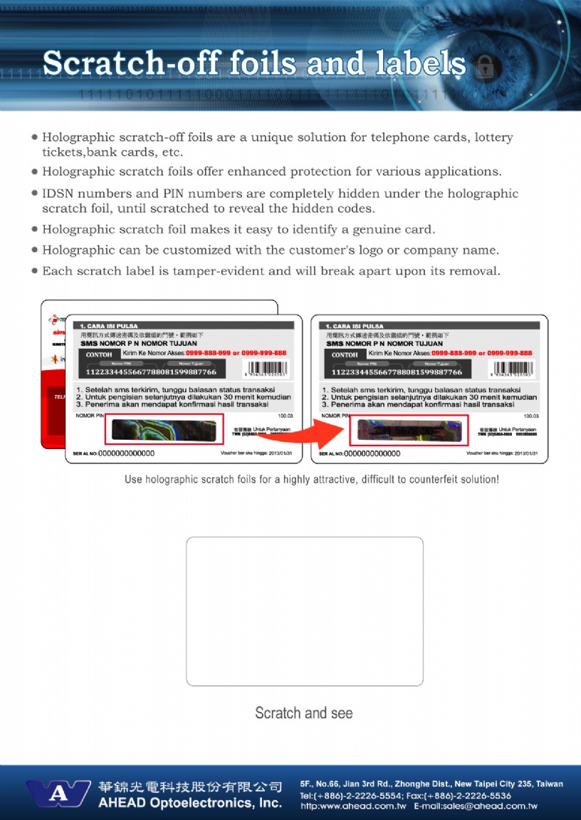 Scratch-off foil and Labels